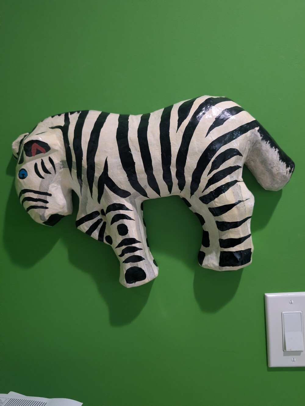 Handcrafted Black & White Zebra Wall Art Sculpture Great Condition